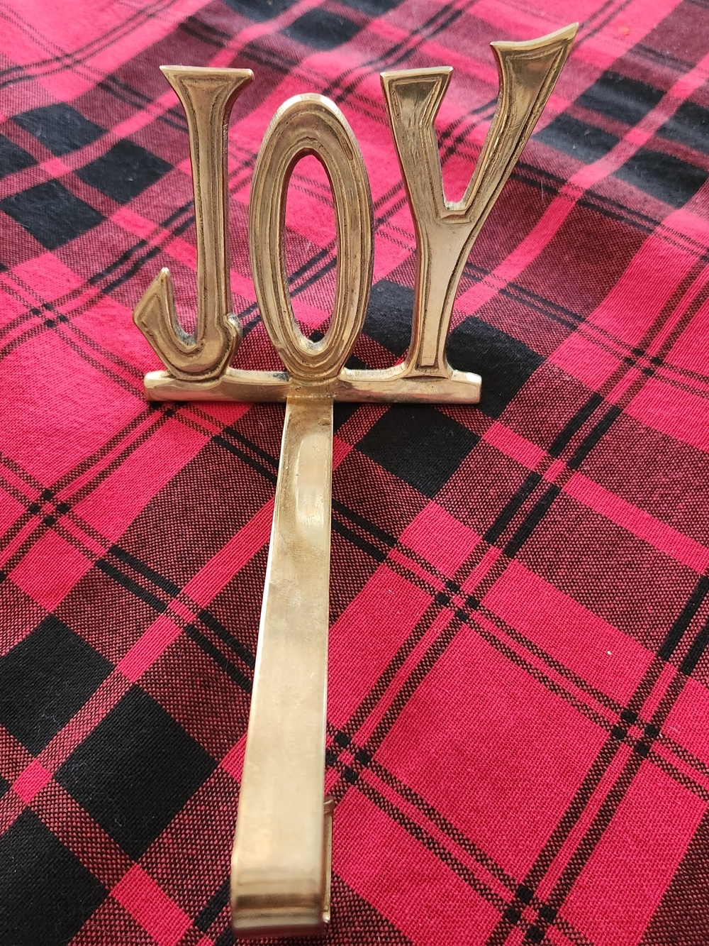 Solid Brass JOY Stocking Holder